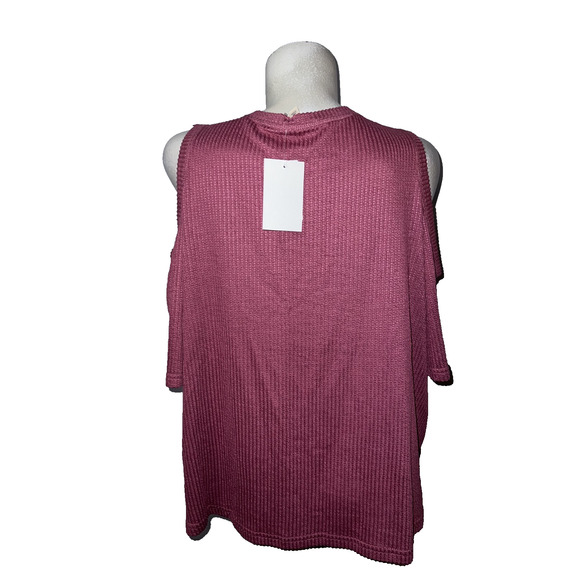 New Como Blu Top Plus Sz 3X Pink Cold Shoulder Short Sleeve Embellished Blouse - Picture 6 of 10